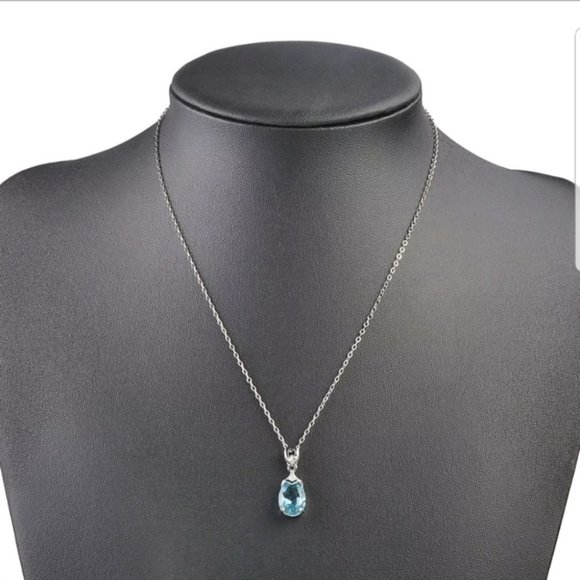 New light blue natural stone necklace pendant - Picture 3 of 7